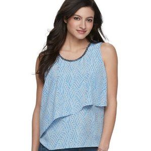 Women's Juicy Couture Retrowave Celestial Embellished Layered Tank Top Blue XL‎